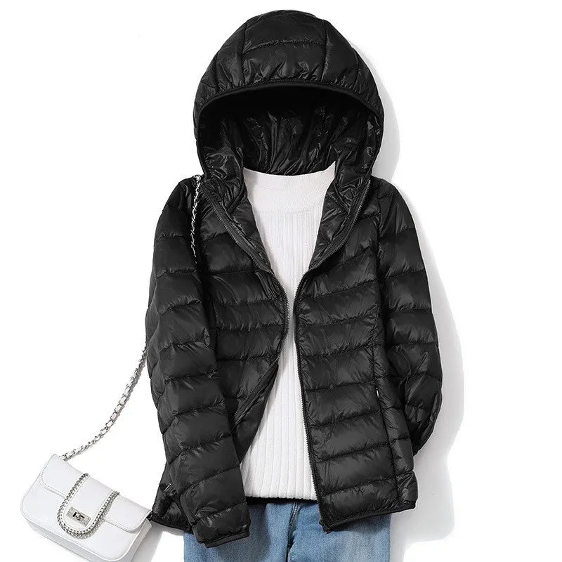 Women's Hooded Glossy Puffer Jacket