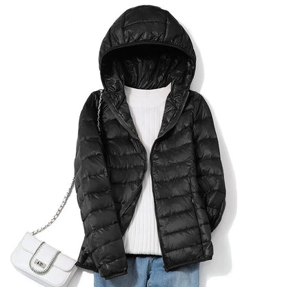 Women's Hooded Glossy Puffer Jacket