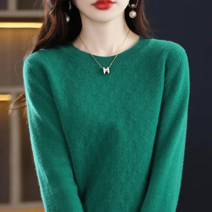Women's Knitted LongSleeve Crew Neck Cashmere Sweater