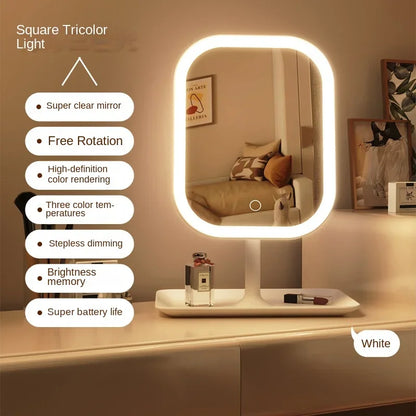 Women's LED Light Touching Bedroom Vanity Mirror