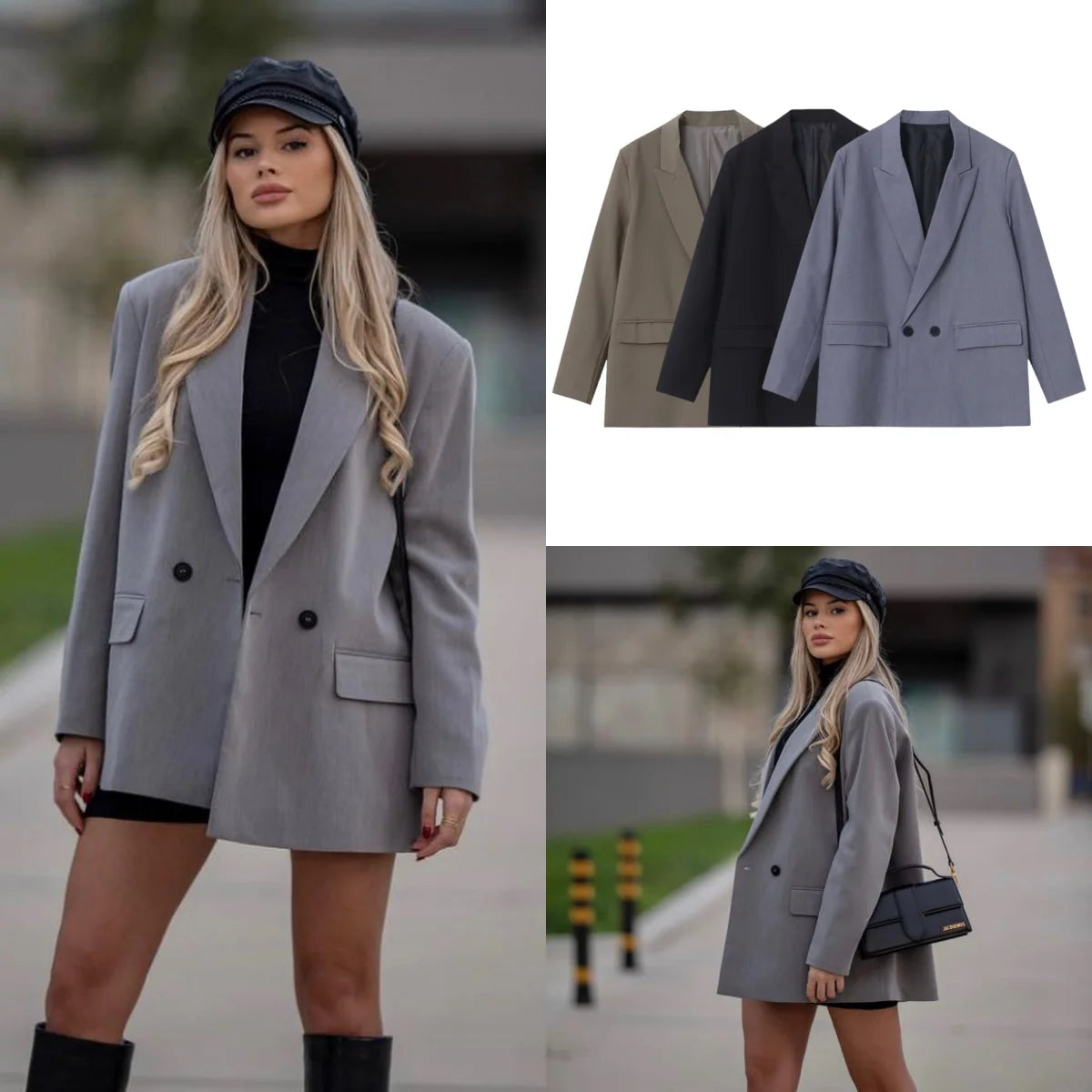 Women's Long-Sleeved Double Breasted Lapel Blazer