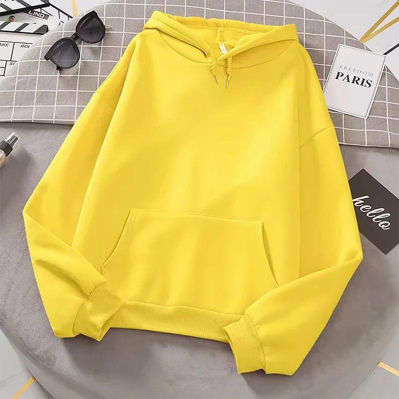 Woman's Long Sleeve Pure Color Essentials Hoodie