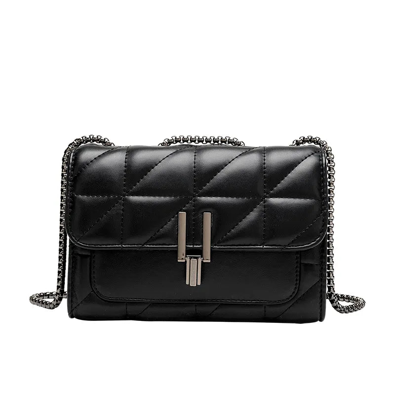 Women's Long Stripe PU Leather Criss Cross Bag