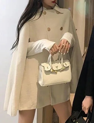 Women's Loose Fit Shoulder Length Woolen Long Coat