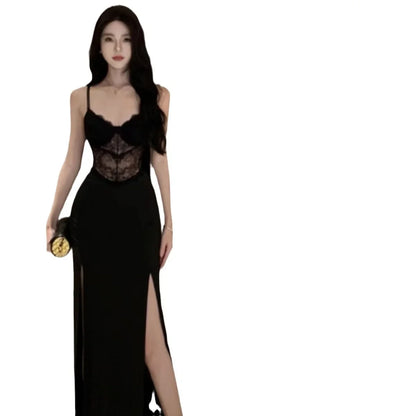 Women's Open Split Bodycon Evening Gown Dress