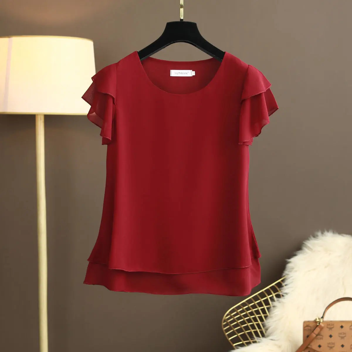 Women's Oversized Short Sleeve Loose Fit Blouse