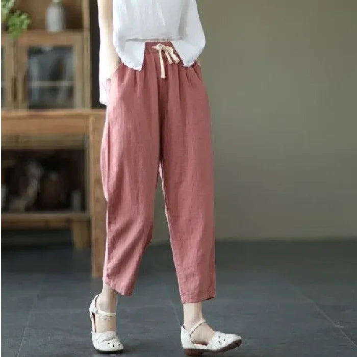 Women's Retro Loose Cotton Linen Harem Pants
