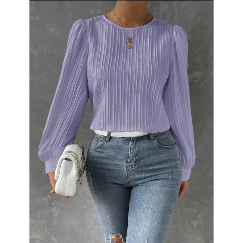 Women's Round Neck Long Sleeve Cross-Border Blouses