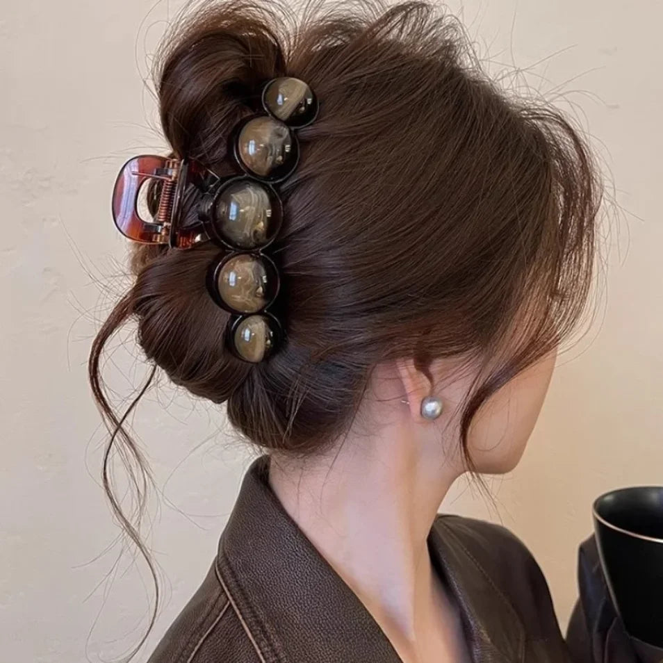 Women's Mini Round Pearl Hair Claw Clips