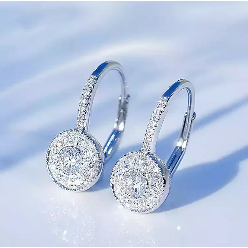 Women's Round Shaped Inlay Zircon Hoop Earrings