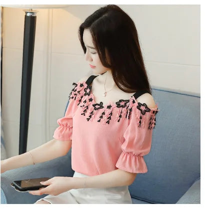 Women's Short Sleeve Chiffon Summer Blouse