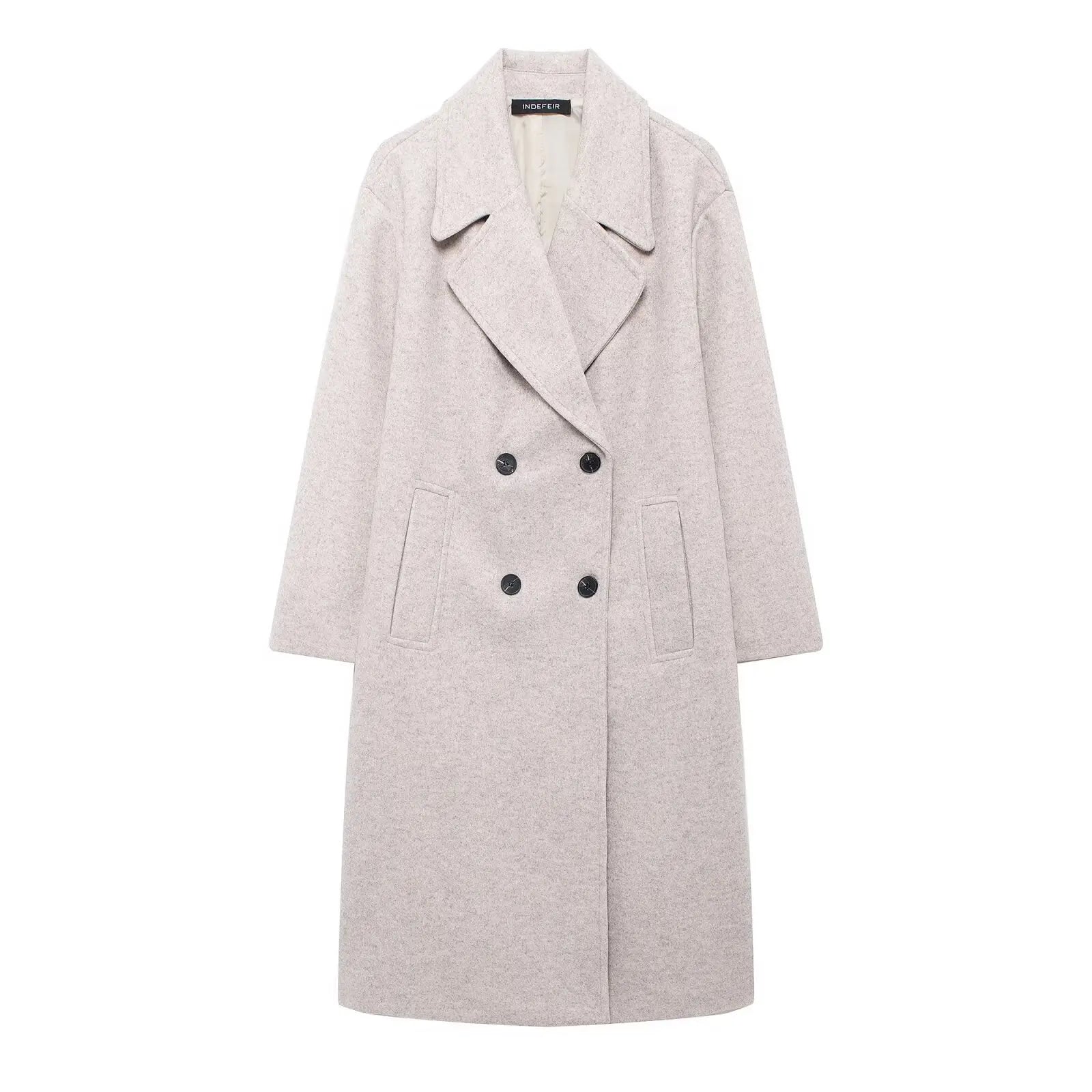 Women's Solid Lapel Double-Breasted Winter OverCoat