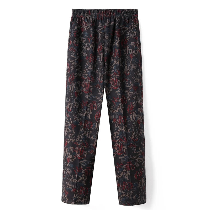 Women's Straight Oversize High Waisted Printed Pants