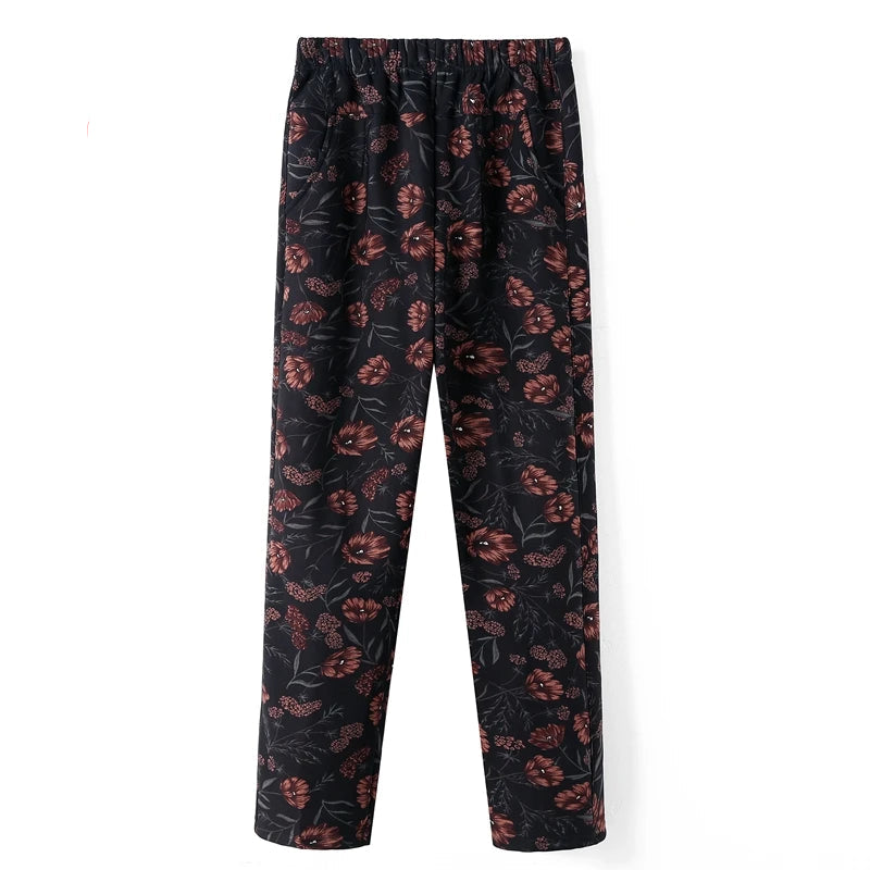 Women's Straight Oversize High Waisted Printed Pants