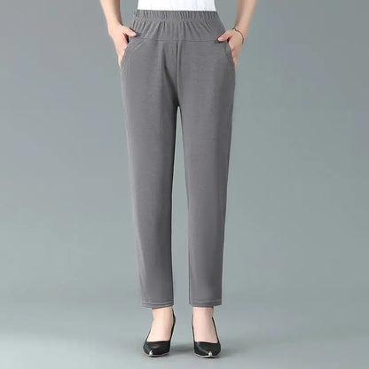 Women's Summer Ankle-Length Elastic Waist Pants