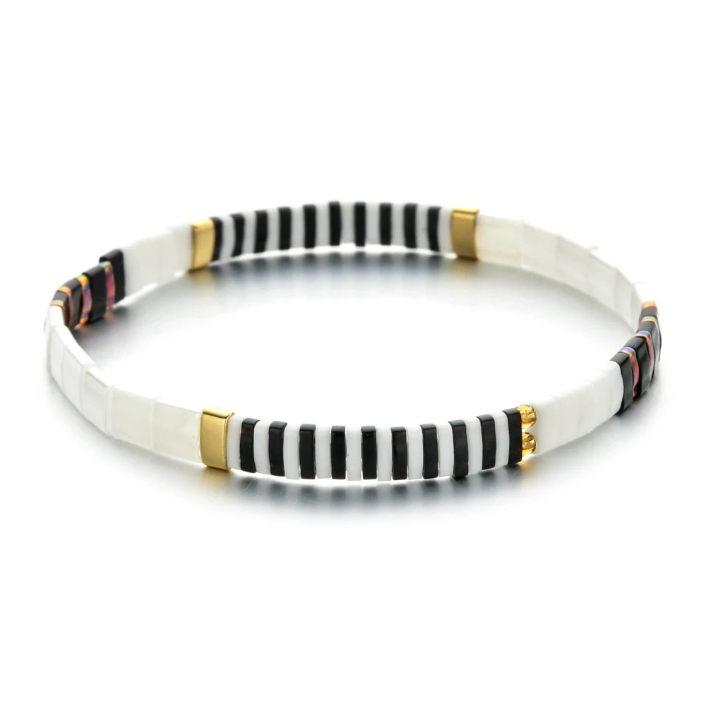 Women's Tila Beads Elastic Geometric Bracelet