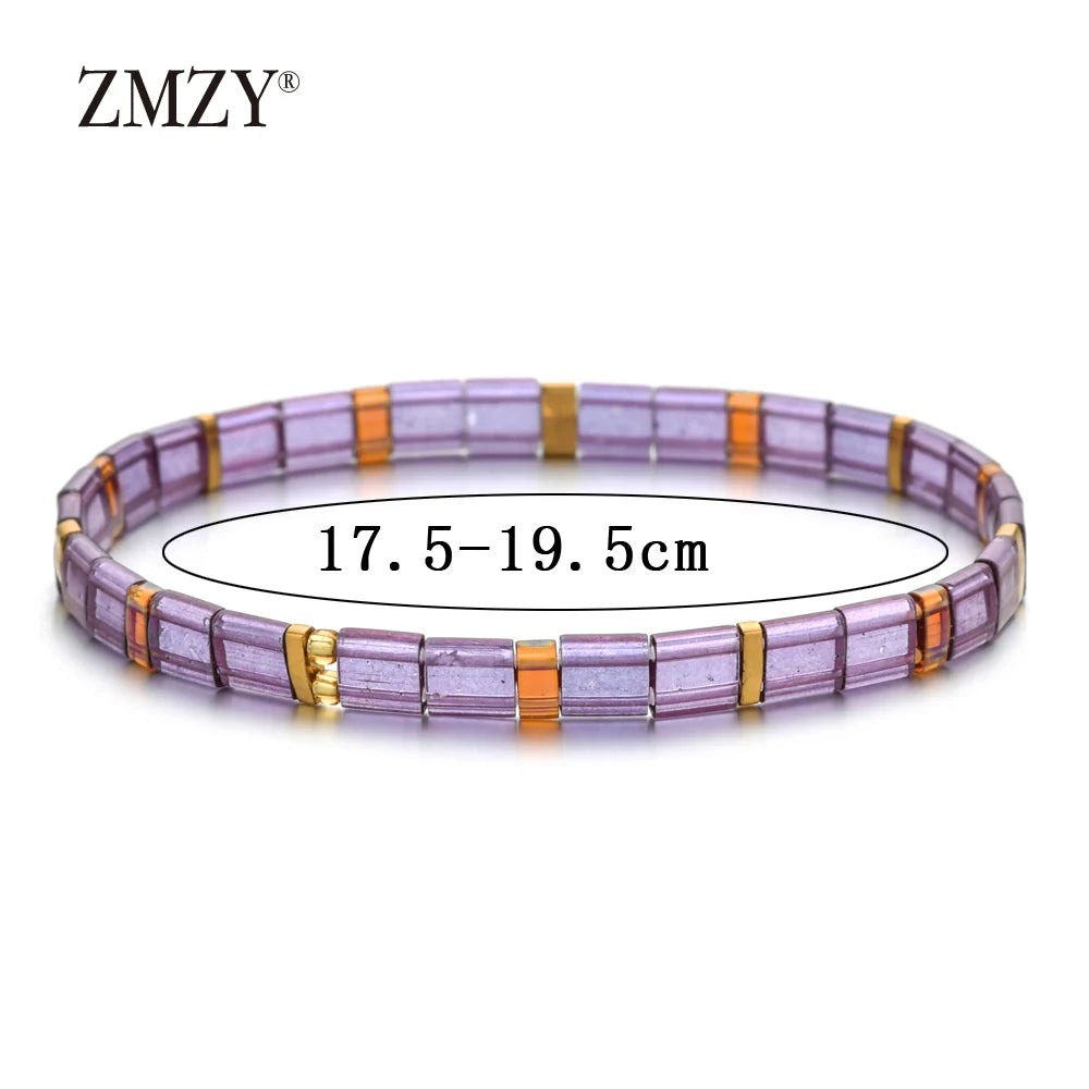 Women's Tila Beads Elastic Geometric Bracelet