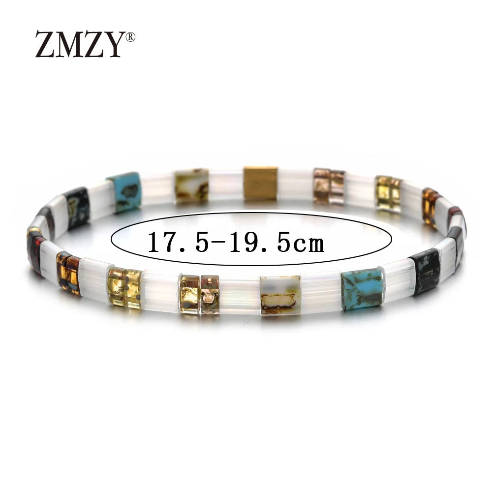 Women's Tila Beads Elastic Geometric Bracelet