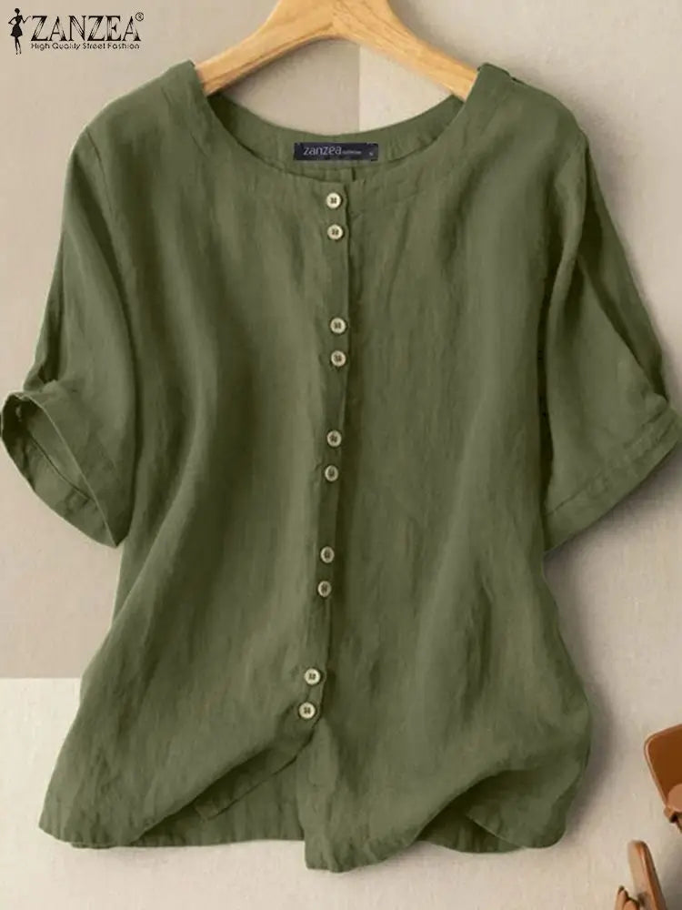 Women's Vintage O Neck Tunic Blouse