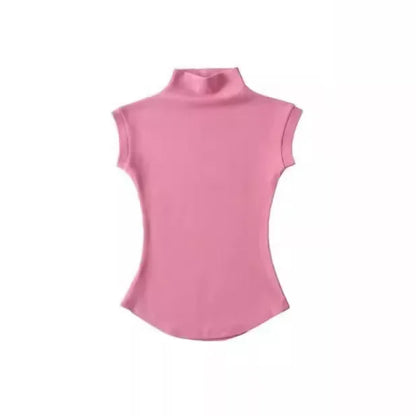 Women's Warm Cropped Sleeveless Turtleneck Sweater