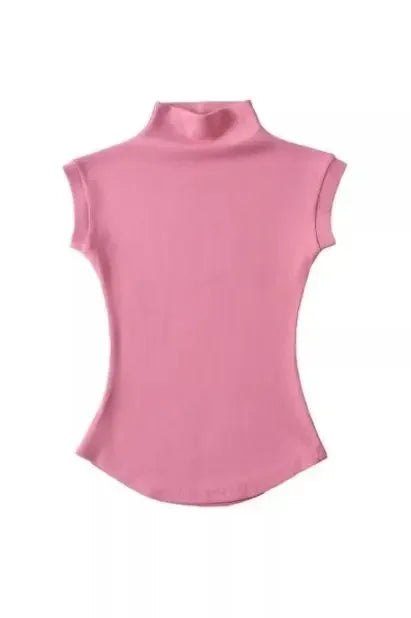 Women's Warm Cropped Sleeveless Turtleneck Sweater