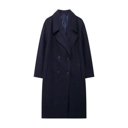 Women's Windproof Loose Long Woolen Coat