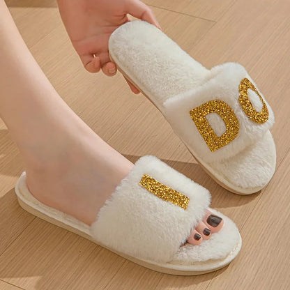 Women's Winter Crystal Furry Plush Slippers