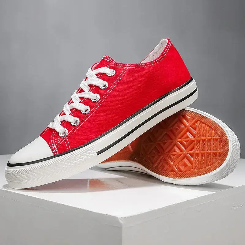 Unisex Lace-Up Anti Slip Canvas Flat Heel Sneakers