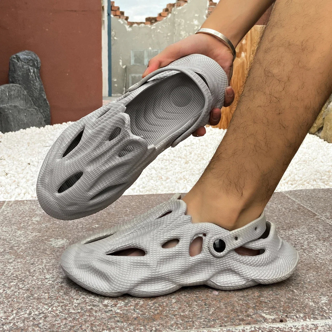 Sandales en gelée pour hommes, pantoufles antidérapantes en EVA souple