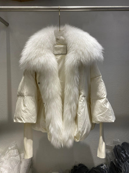 Women's Fox Fur Collar Thick Duck Down Puffer Coat