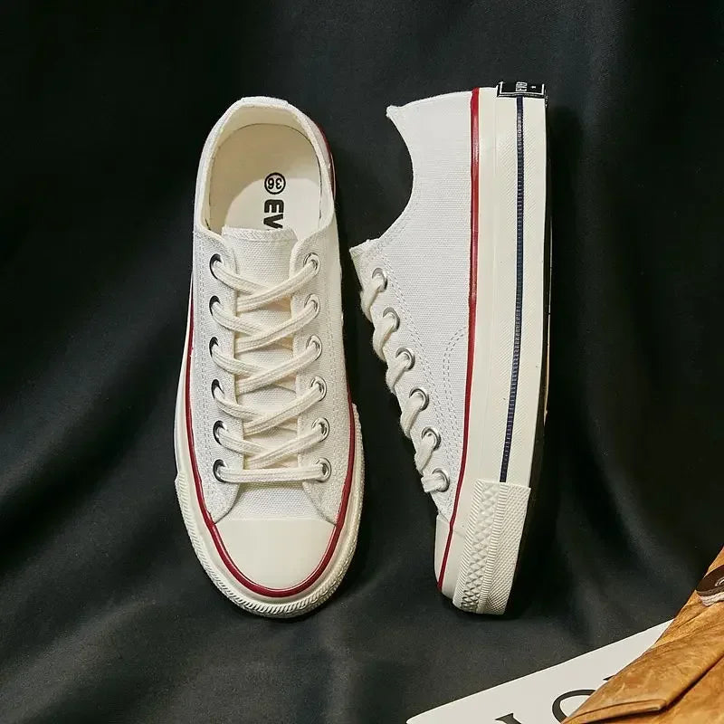 Unisex Lace-Up Anti Slip Canvas Flat Heel Sneakers