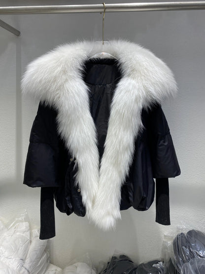 Women's Fox Fur Collar Thick Duck Down Puffer Coat